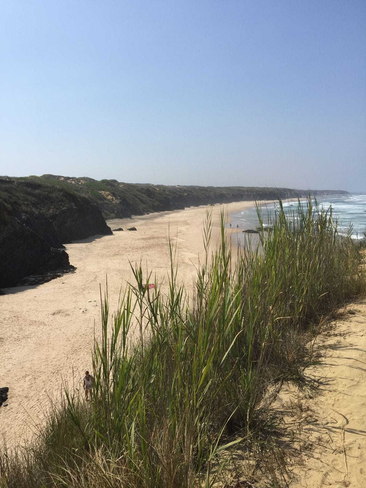 Long sandy beach backed by dunes on the Alentejo coast