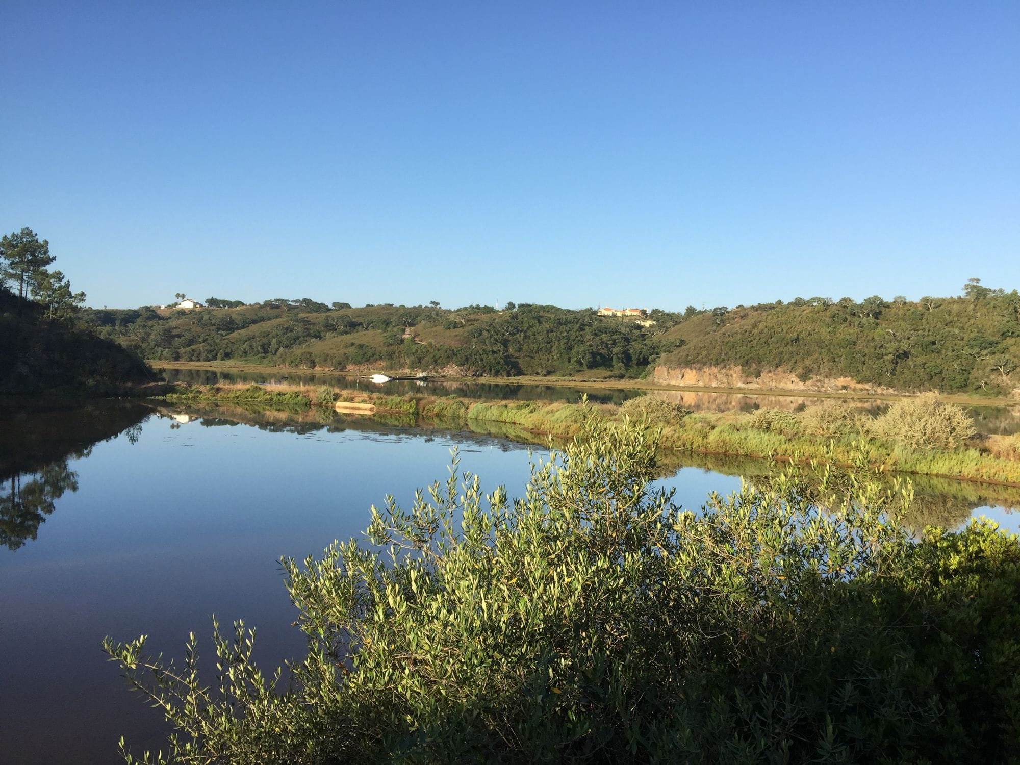 The River Mira winding through the Alentejo countryside
