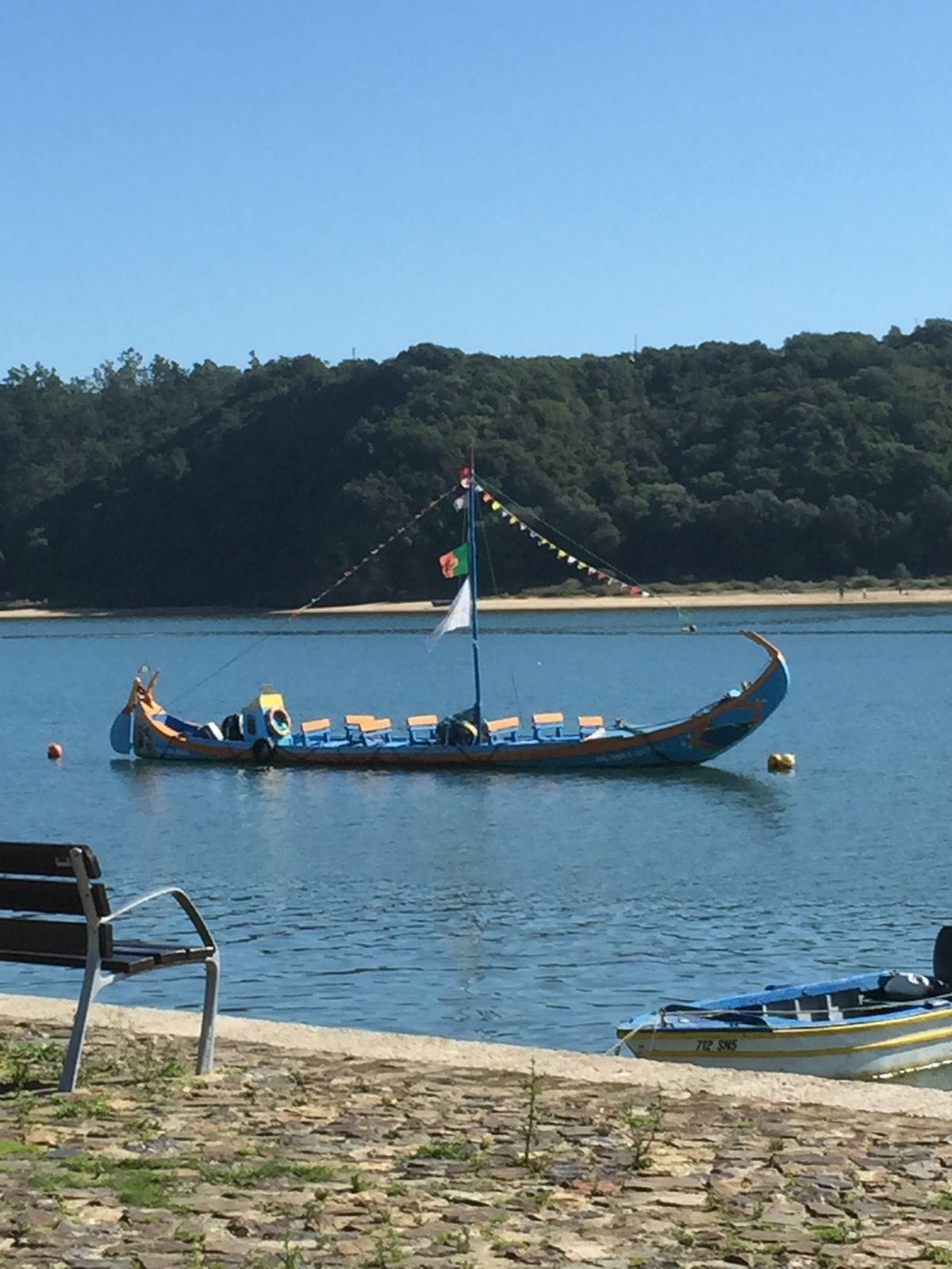 Traditional painted boat moored on the River Mira